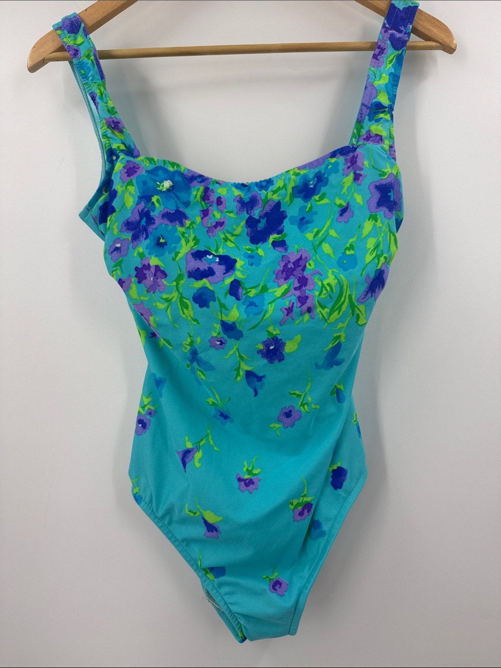 Gabar swimsuit turquoise watercolors mermaid blues one Peice womens bathing suit